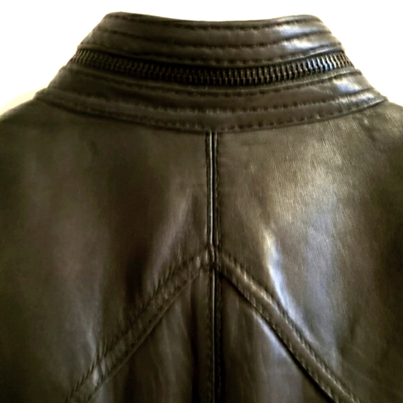 Jones New York Leather Dress Jacket Stretch Material Inside Arm Lined Woman Med - Picture 10 of 15